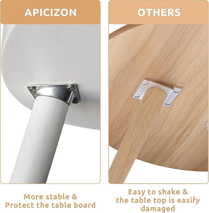 Apicizon Round White Side Table, Tray Nightstand Coffee End Table for Living Room, Bedroom, Small Spaces, Easy Assembly Bedside Table, 15 x 18 Inches