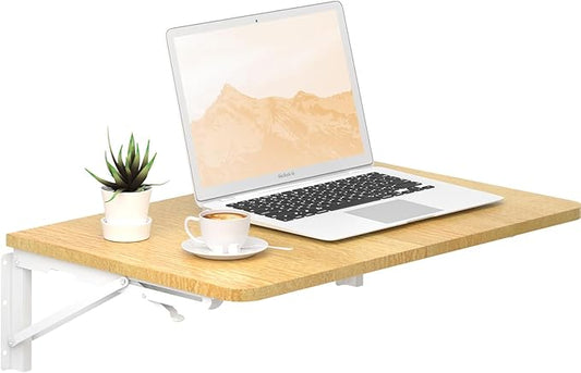 TEAMIX Wall Mounted Folding Table, Floating Desk for Small Spaces Laundry Shelf with Heavy Duty Brackets Floating Desk for Garage, Utility Room, Kitchen, Laundry Room