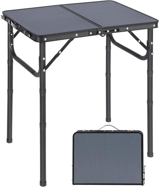REDCAMP Small Camping Table 2ft, Portable Aluminum Folding Table Adjustable Height Lightweight for Picnic Beach Outdoor Indoor, Gray