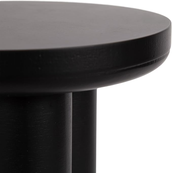 Kate and Laurel Pylar Modern Wooden Drink Table, 10 x 10 x 21, Black, Transitional Mini Table with Chunky Pillar Base for Use as Pedestal Plant Stand Indoors or Small Nightstand Option