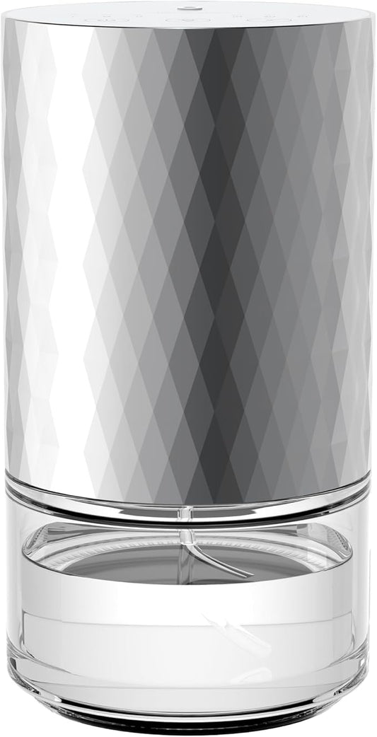 Airversa Waterless Diffuser Essential Oil 100ml Capacity Scent Air Machine for Home Aromatherapy Premium Metal Nebulizer Battery Operated 3 Mist Settings Timers Color Light AN5(Silver)