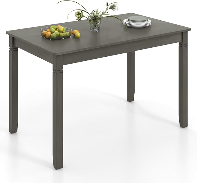 Giantex Dining Table for 4 People, 48” x 29” Kitchen Table with Wood Legs, Rectangular Dinner Tables for Small Space, Apartment, Living Room, Dinette, Load 330 Lbs, Dining Room, Grey