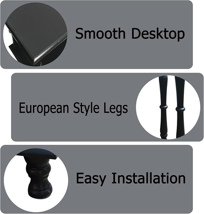 TaoHFE Narrow End Table - 2-Tier European Style Vintage Side Table for Living Room, Bedroom, Small Spaces - Black Wooden Retro Bedside Table