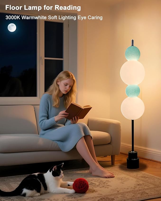 Lightdot RGB& 3000K Floor Lamp with Touch Control, Dimmable Colors Temperature & Brightness, Globe Modern Floor Lamp with Smart Bulb, Blue Standing Lamps for Living Room