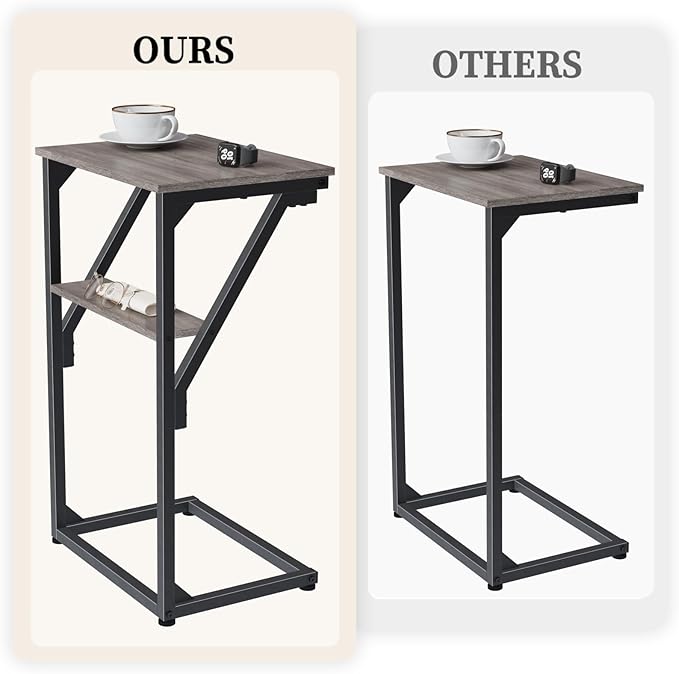 C-Shaped End Tables, TV Trays Set of 2, Small Side Table for Couch, Sofa Table for Living Room, Bedroom, Bedside ET-D-GYW2