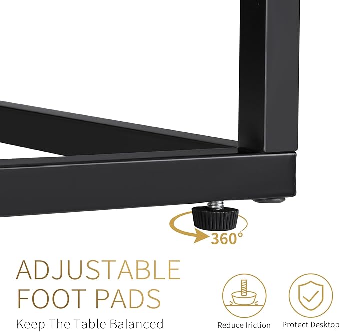 C Shaped Side Table Set of 2, Skinny Sofa Table for Sofa and Bed, Couch Tables That Slide Under, Small End Tables for Living Room, Bedroom or Small Spaces, Black