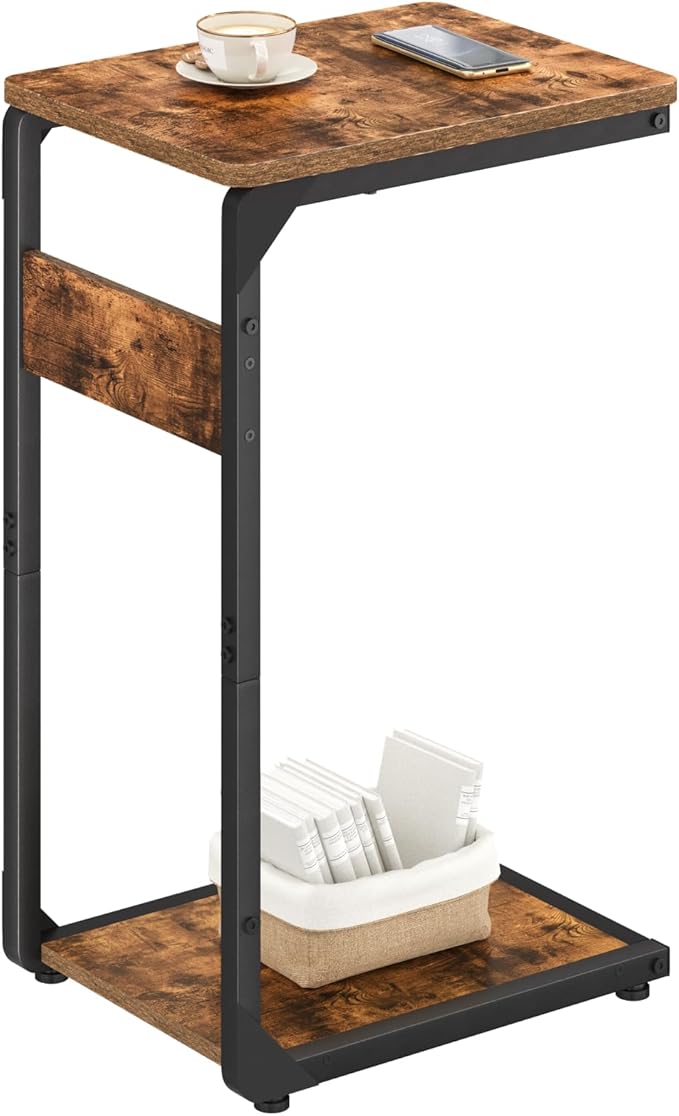 Narrow C-Shaped End Table, Small Side Table for Couch, Sofa TV Tray Table for Living Room, Bedroom, Bedside ET-YB-BR1