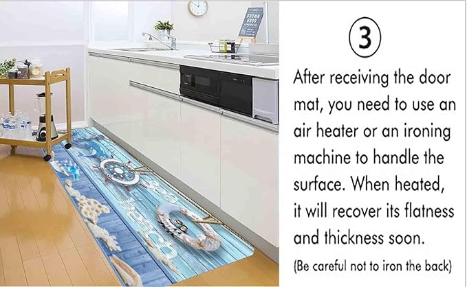 Bath Rugs Sponge Foam Absorbent Soft for Bathroom and Kitchen (71 x 24 inches), Flannel Mat Non Slip Bright 3D Print for Bedside and Living Room(Nautical Anchor Helmsman)
