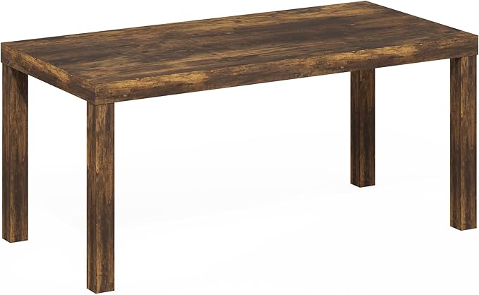 Furinno Classic Coffee Table, Modern Rectangle Coffee Table with 1.8 Inch Thick Tabletop, Side Table for Living Room, Home Office, Amber Pine