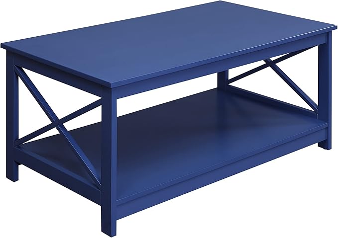 Convenience Concepts Oxford Coffee Table with Shelf, Cobalt Blue