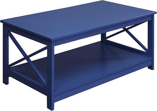 Convenience Concepts Oxford Coffee Table with Shelf, Cobalt Blue