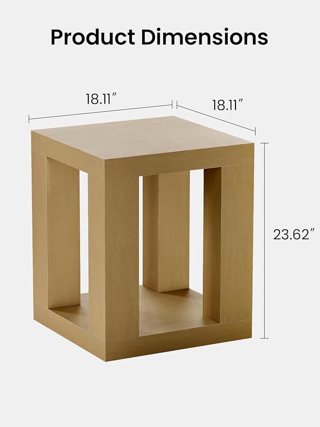 Wood End Table, 2-Tier Bedside Table with Storage Shelves, 24 Inch Modern Side Table for Living Room, Wooden Nightstand for Bedroom or Small Spaces, Easy to Assemble, Natural