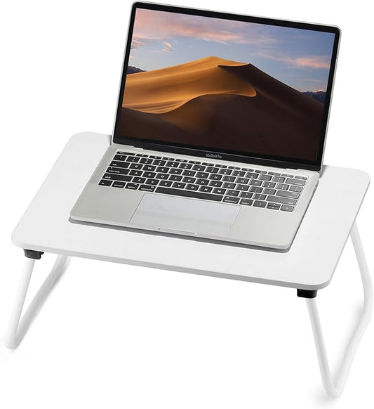 Foldable Lap Desk, Laptop Bed Desk, Portable Bed Table, Laptop Stand for Bed & Couch, Lightweight & Mini - White