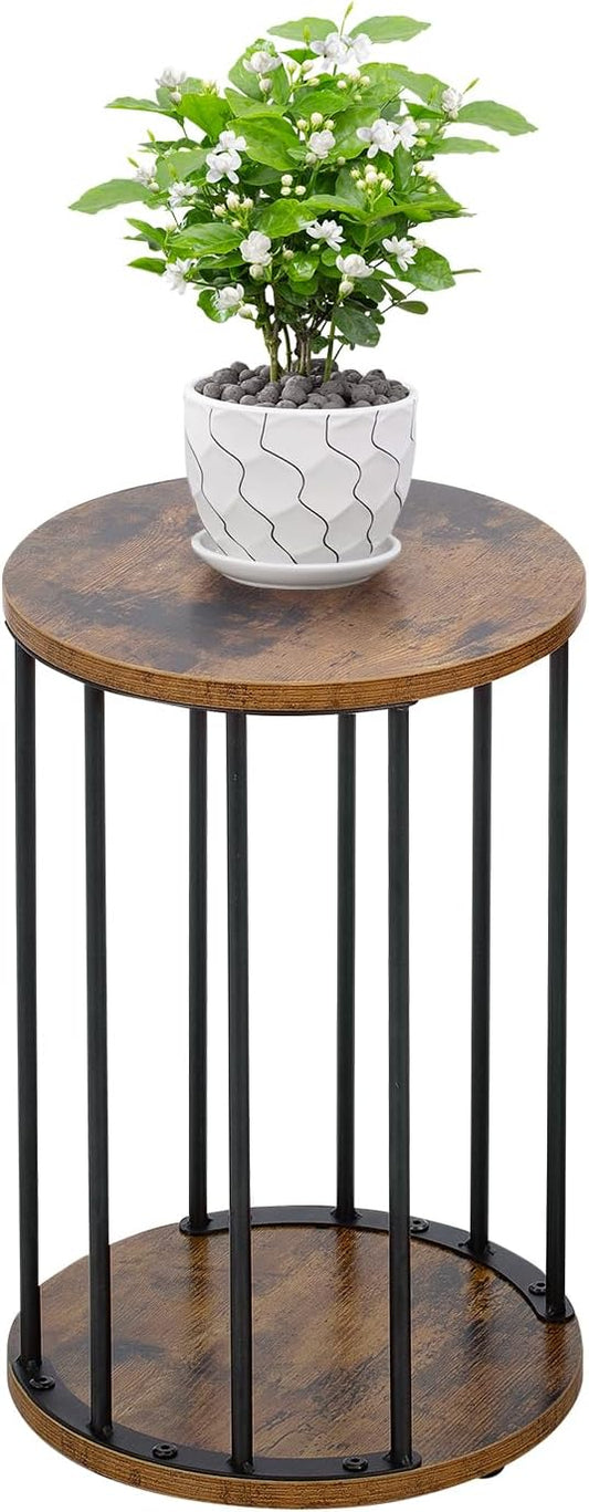 Plant Stand Indoor,small plant stool,Flower Pot Corner stand holder,Mid Century Heavy Duty Metal Tall Home Decor,Modern Round End Table,Small Rustic Display Stand for Living Room,Bedroom(Brown,18In)