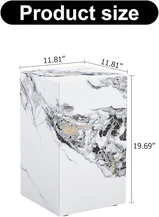 End Table Side Table, Marble Couch Side Table, Bedside Nightstand Tables for Bedroom, Square Coffee Accent Table for Living Room