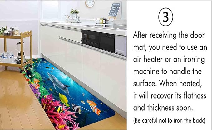 Bath mats in Bathroom and Kitchen Sponge Foam Carpet absorbs Soft (71 x 24 inches), Flange mats in Bedside and Living Room are Non Slip and Bright 3D Printing (Dolphin Underwater World)