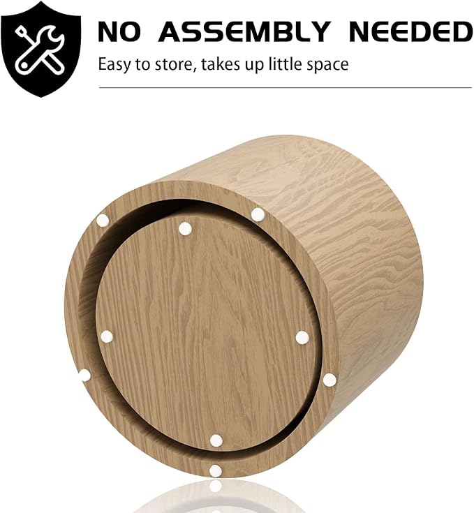 kevinplus Wood Side Table Round Small Coffee Tables Nesting End Table Set of 2 for Living Room Bedroom Office, No Assembling (Oak/Walnut - Round)