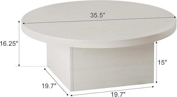 Farmhouse Coffee Table, 35.5" Modern Center Tables Wood Cocktail Table, Scratch-Resistant Accent Table with Sturdy Frame for Living Room, Home Office & Lounge