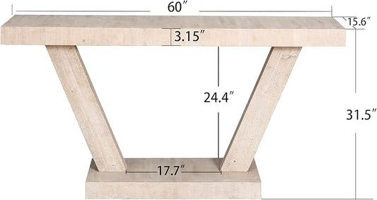 60" Wood Console Table for Entryway Bench with 2-Tier Veneer Storage Cabinet, Rustic Wide Design for Hallway, Living Room & Behind Sofa,Oak