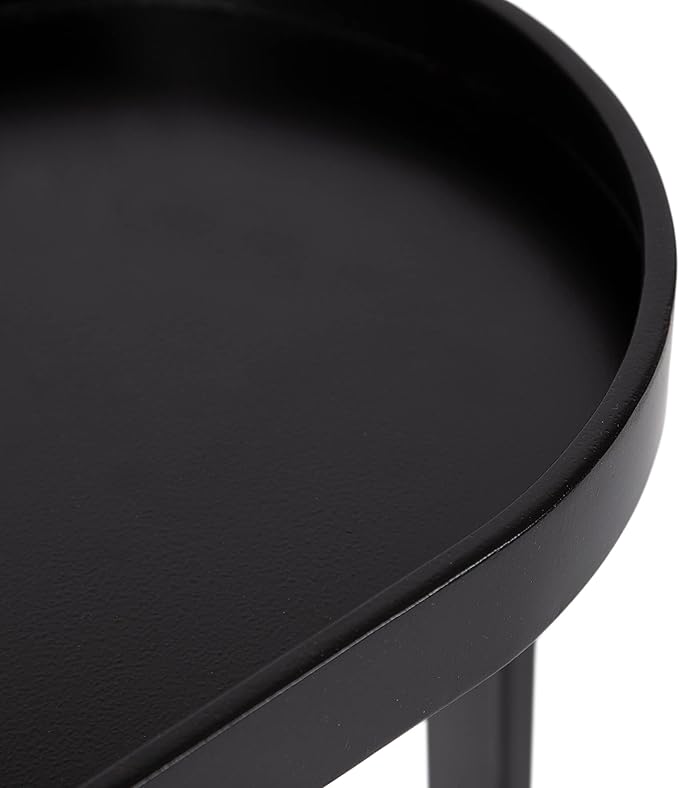 Kate and Laurel Zabel Capsule Narrow Metal Side Table; 17 x 9 x 24; Black; Decorative Transitional Slim Rounded Oval End Table for Small Spaces and Display