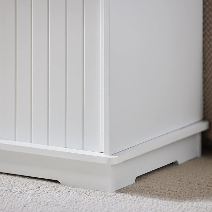 Haotian White Storage Bench with Drawers & Padded Seat Cushion, Hallway Shoe Cabinet Shoe Bench, FSR30-W