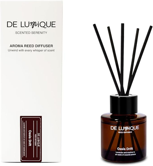 Luxury Reed Diffuser for Home – Long Lasting Home Fragrance Diffuser with Lavender, Marine, Watermelon & Ozone, Premium Essential Oils Oasis Drift – 50ml