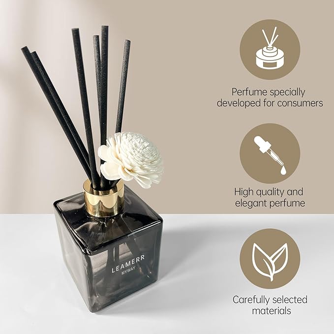 Reed Diffuser Set, My Way Floral Fragrance Diffuser 6.1 fl oz with 6 Reed Sticks Long-Lasting Home Fragrance Reed Diffuser for Home Room Office Bathroom Shelf Decor