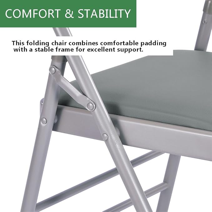 Amazing for less Pack of 4 (Fabric/Vinyl) Steel Frame Metal Foam Padded Folding Chairs (Black, Gray, White)
