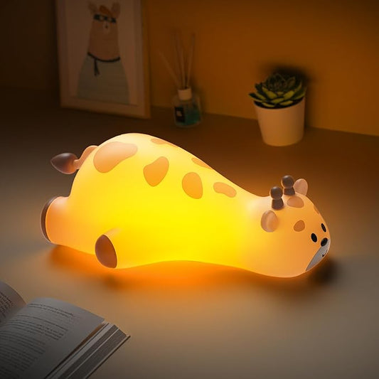 Cute Giraffe Night Light for Kids，3-Level Dimmable Nursery Nightlight, Silicone Squishy Light Up Gifts, Rechargeable Touch Control Nursery Bedside Light, Animal Decor Gift for Baby Toddler Room