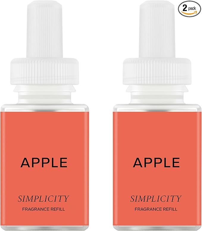 Pura & Simplicity Home Scent Refill - Smart Air Diffuser - Up to 120-Hours of Luxury Fragrance per Refill - Home Essential - Clean & Safe Diffuser Fragrance - 2 Pack, Apple