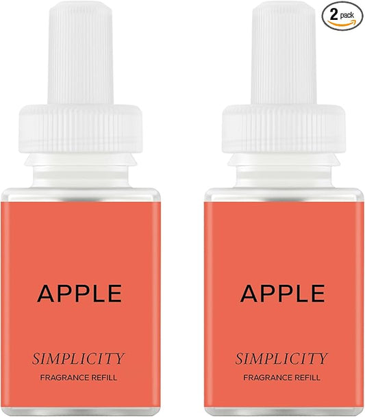 Pura & Simplicity Home Scent Refill - Smart Air Diffuser - Up to 120-Hours of Luxury Fragrance per Refill - Home Essential - Clean & Safe Diffuser Fragrance - 2 Pack, Apple