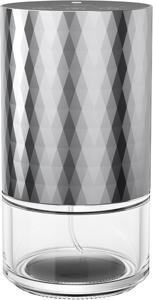 Airversa Waterless Diffuser Essential Oil 100mL Capacity Scent Air Machine for Home Aromatherapy Premium Metal Nebulizer Battery Operated 3 Mist Settings Timers Color Light AN5(Space Grey)