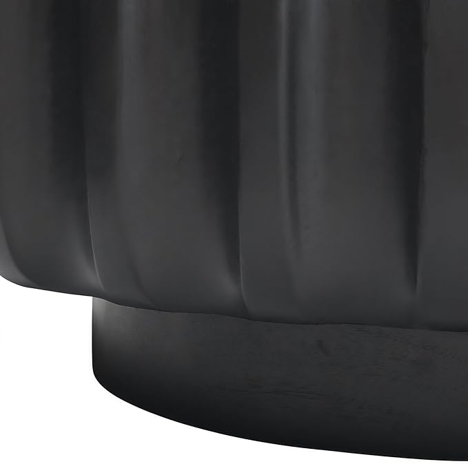 31.5" Round Solid Wood Carved Coffee Table with Elegant Sculptural Design,Modern Side Table for Living Room,Bedroom,Office，Black