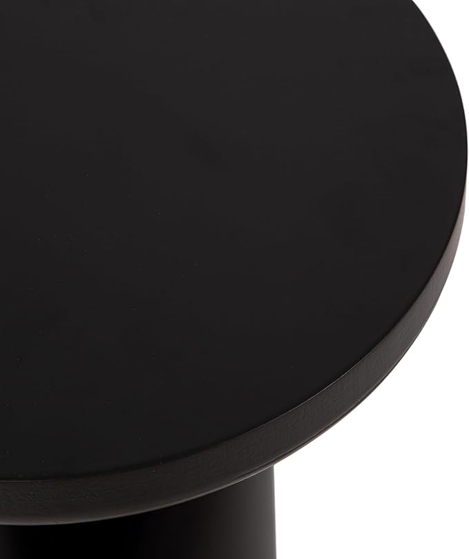 Kate and Laurel Pylar Modern Wooden Drink Table, 10 x 10 x 21, Black, Transitional Mini Table with Chunky Pillar Base for Use as Pedestal Plant Stand Indoors or Small Nightstand Option