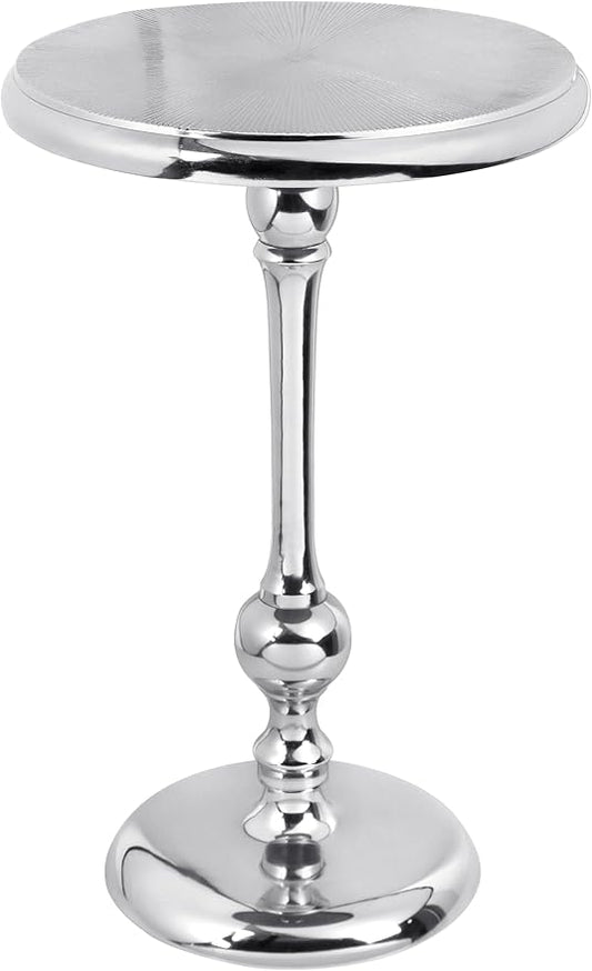 Alpha Living Home Round End Table, Modern Metal Alloy Accent Table for Living Room, Bedroom Nightstand, Small Side Table, Compact Space-Saving Furniture, Tool-Free Assembly 22" (Silver)