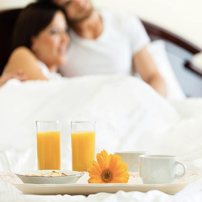 Art Trays Melamine Serving Tray, 3 Pack Stackable Food Tray, Large Platter with Handle for Eating, Unbreakable Large Serving Platter with Floral Print (15 x 10.2 x 1.3 Inches)