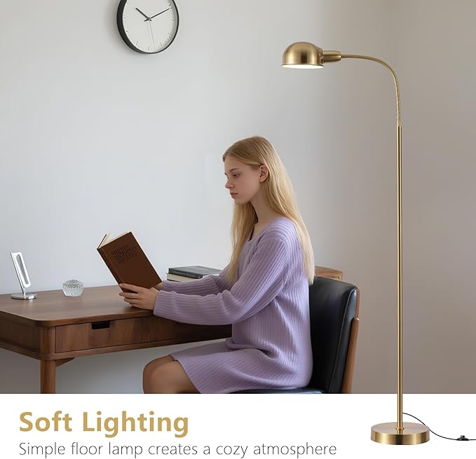 Adjustable Floor Reading Lamp Standing Lamps with Remote Control Gooseneck and Rotatable Shade, Modern for Living Room Bedroom Study Room Office Hotel