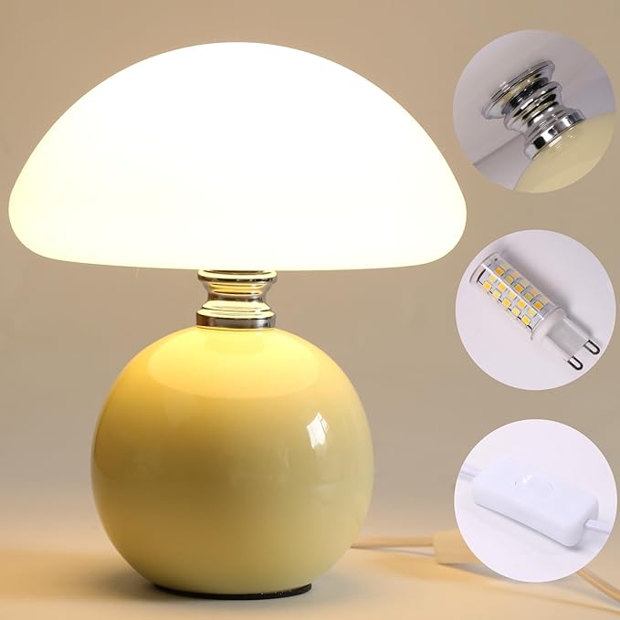 Mushroom Lamp for Bedroom Living Room,Mushroom Table Lamps for Bedside Night Stands,3 Color Temperature Desk Small Table Lamp,Cute Mini Modern Night Light Lamp,Unique Home Decoration