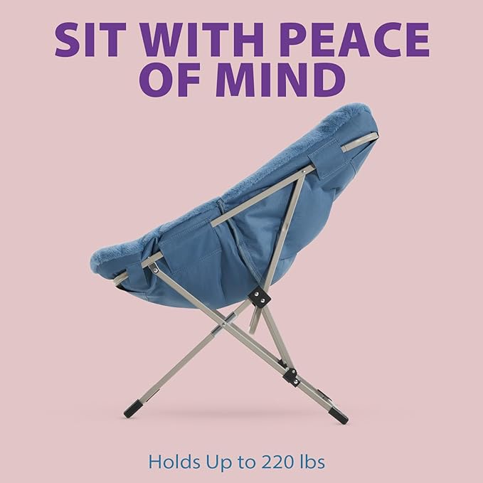 OAKHAM Comfy Chair for Adults, Soft Faux Fur Folding Lounge for Bedroom Living Room Dorm Rooms Flexible Reading Chair for Teens Kids, X-Large Foldable (Ottoman-Blue)