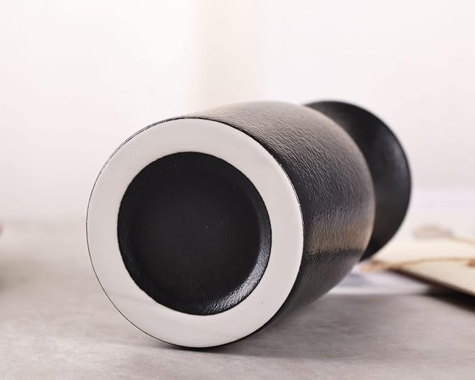 WHJY 6 inch Black Nordic Minimalist Matte Handmade Ceramic Vases, Japanese Zen Stoneware Flowerware, Floral Decorations, for Living Room, Study, Bedroom, Balcony, Bar - Short Black