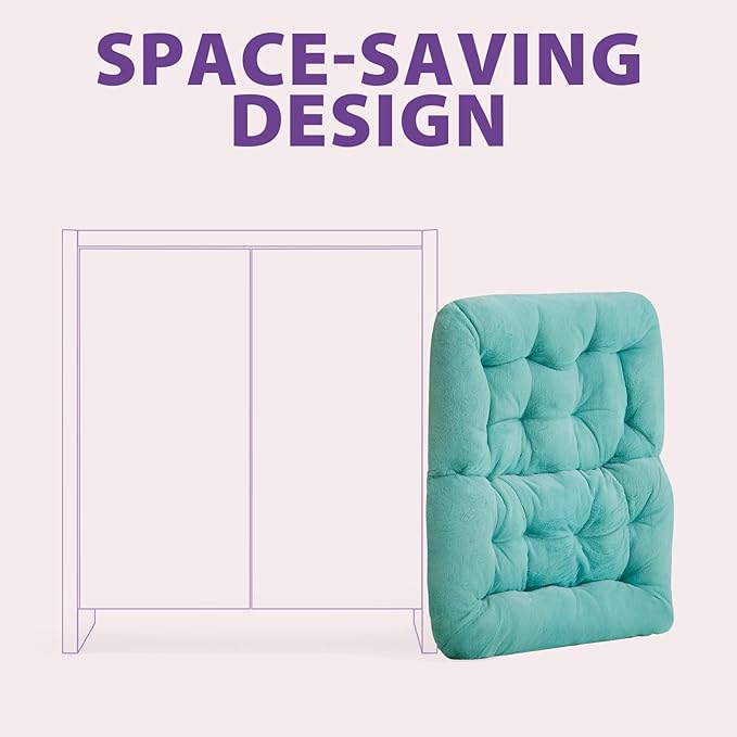 OAKHAM Comfy Chair for Adults, Soft Faux Fur Folding Lounge for Bedroom Living Room Dorm Rooms Flexible Reading Chair for Teens Kids, X-Large Foldable (Ottoman-Mint)