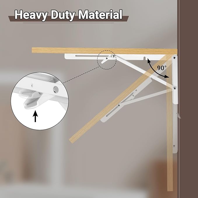 Wall Mounted Folding Table 47.2”L x 19.7”W, Laundry Folding Table with Heavy Duty Metal Collapsible Shelf Brackets, Wall Mounted Desk Fold Down for Small Spaces, Wood Color