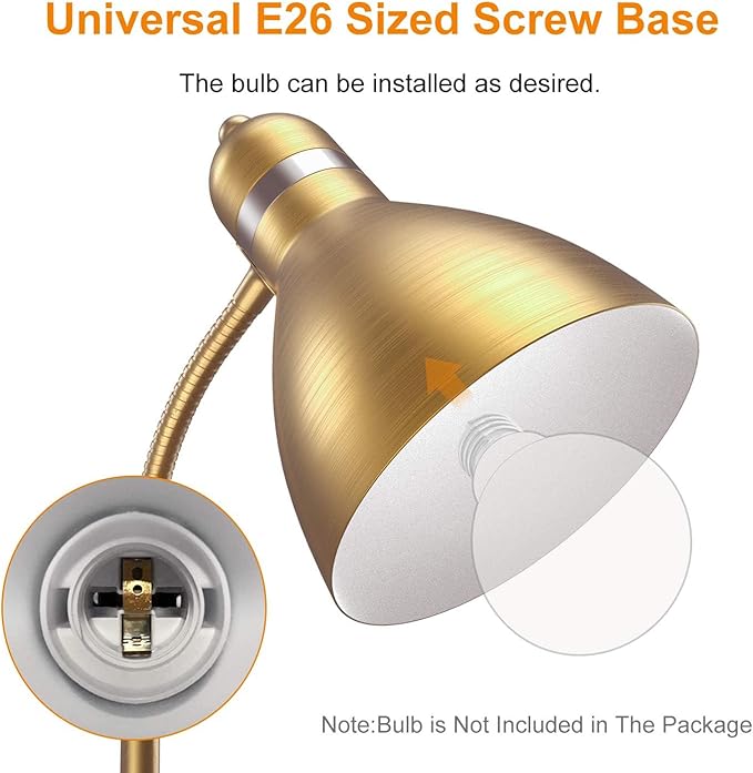 LEPOWER Floor Lamp, Metal Standing Lamp with Adjustable Gooseneck, Heavy Metal Base, Reading Pole Lamp for Office, Golden Floor Lamps for Bedroom, Living Room