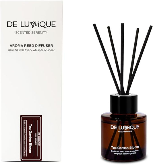 Tea Garden Bloom Reed Diffusers for Home – Aroma Diffuser with English Tea, Cucumber, Davana & Musk – Formula – Long Lasting Scent for Bedroom, Office, or Living Room – 50ml