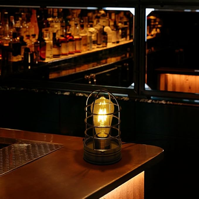 Cerdeco Small Retro Bronze Vintage Table Lamp,Industrial Desktop Lamp for Bedside,Bar,Cafe,Bedroom,livingRoom,(Bulb Not Included)