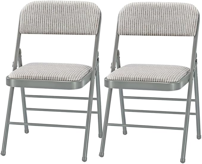 Amazing for less Pack of 2 (Fabric/Vinyl) Steel Frame Metal Foam Padded Folding Chairs (Black, Gray, White) (2-Pack - Fabric White)