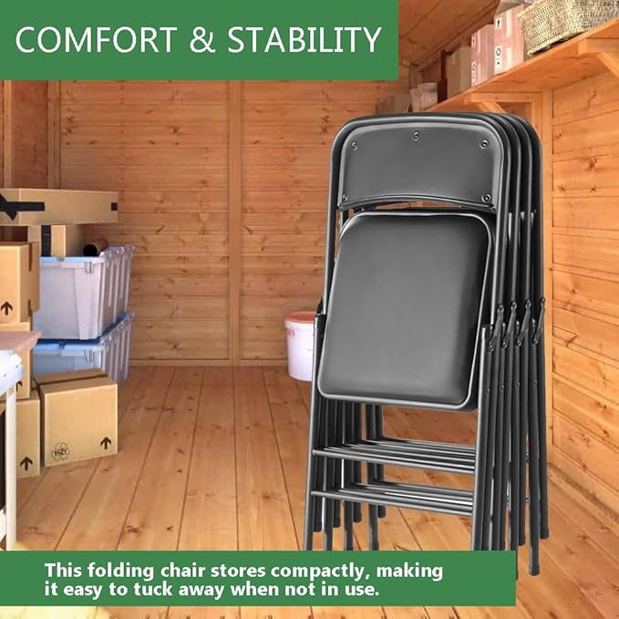 Amazing for less Pack of 2 (Fabric/Vinyl) Steel Frame Metal Foam Padded Folding Chairs (Black, Gray, White)