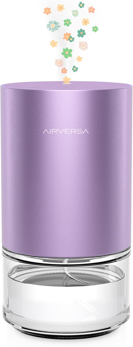 Airversa Essential Oil Diffuser Waterless Aromatherapy Diffusers for Home Large Room, Bedroom, Car, Office, Desk, Battery Operated, Small Diffuser for Pure Scent, 100mL Capacity, AN9 (Lavender)