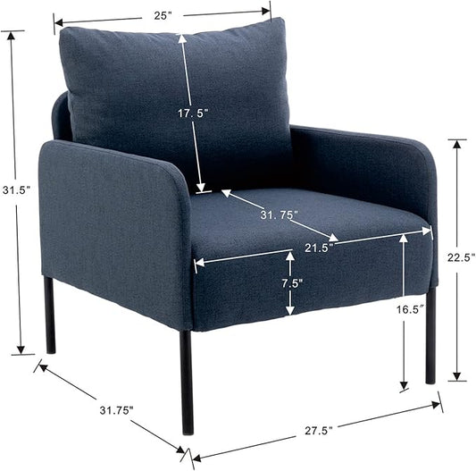 Kmax Fabric Single Sofa Couch Modern Accent Chair for Living Room Small Space, Apartment, Bedroom, Dorm, Office - Blue