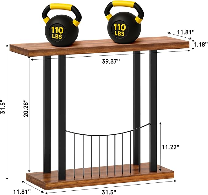 39.4 Inch Console Table, Industrial Entryway Table Sofa Tables Behind The Couch for Entrance Hallway Living Room